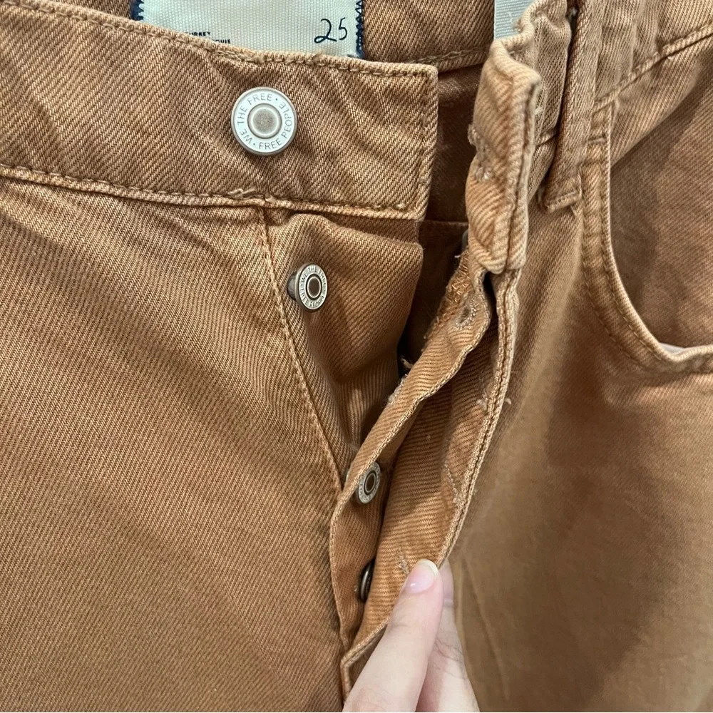 Free People Jeans Barrel Leg Good Luck Tan Brown size 25